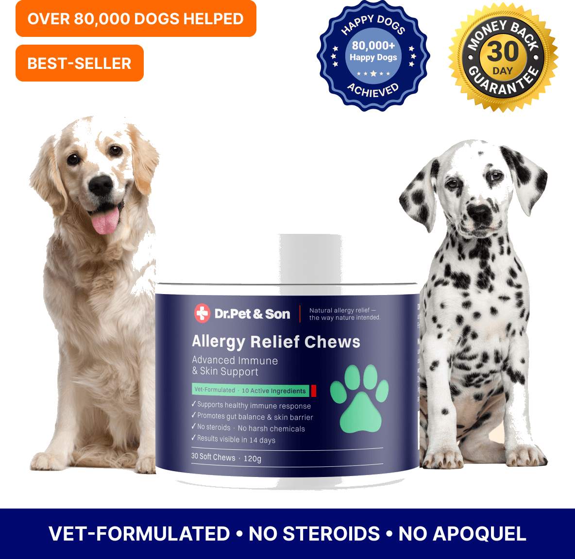 Dr.Pet & Son Allergy Relief Chews — 30 Soft Chews, 120g
